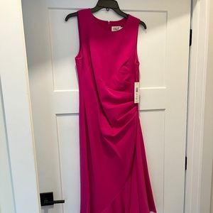 Eliza J  Sleeveless Crew Neck Asymmetrical Hemline Side Ruffle Ruched size 10